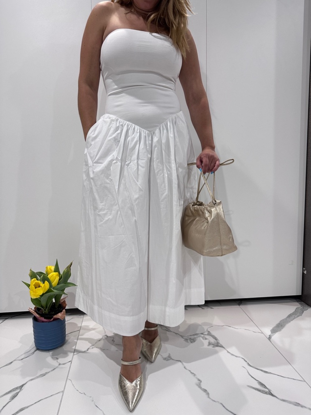 a new day White Strapless Midi Dress